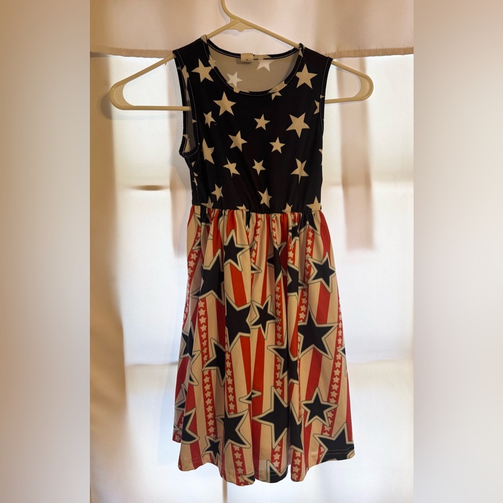 SHEIN Black and Red Starry Stripes Kids Dress